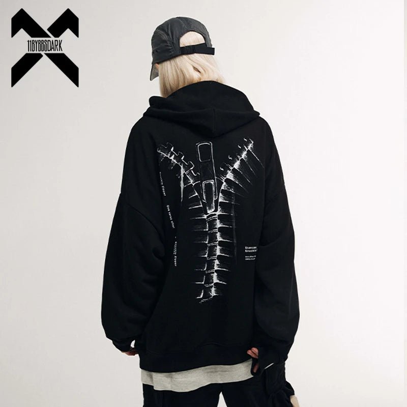 11 BYBB'S DARK Loose Oversized Hoodie Sweatshirt 2021 Autumn Black Pullover Men Harajuku Hoodies Hip Hop Streetwear WB306 - Baddielike