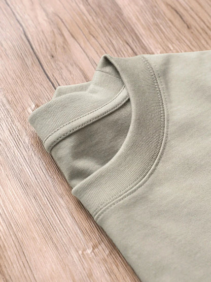 11.29oz 320Grams Heavy Cotton Weight Oversized Loose Men T-shirt Solid Color Drop Shoulder Short Sleeve High Quality - Baddielike