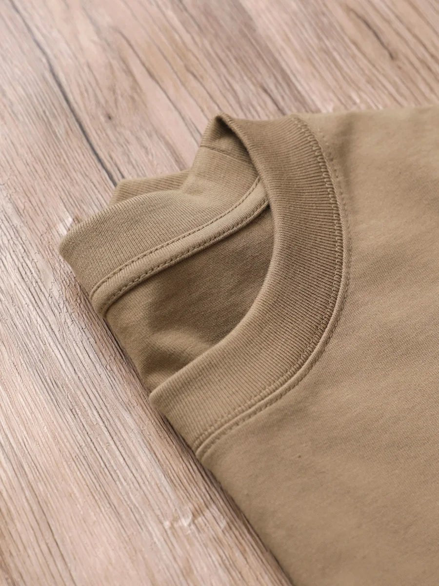 11.29oz 320Grams Heavy Cotton Weight Oversized Loose Men T-shirt Solid Color Drop Shoulder Short Sleeve High Quality - Baddielike