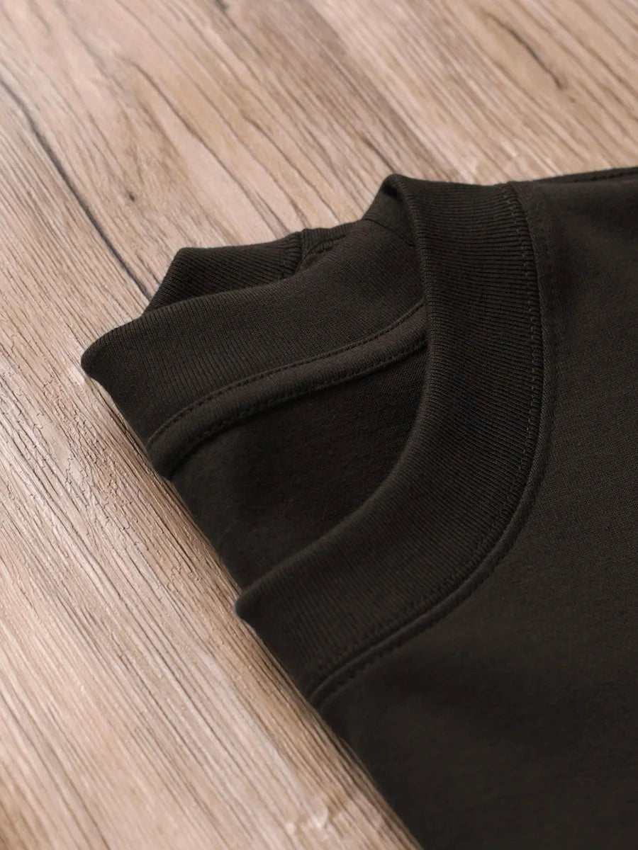 11.29oz 320Grams Heavy Cotton Weight Oversized Loose Men T-shirt Solid Color Drop Shoulder Short Sleeve High Quality - Baddielike