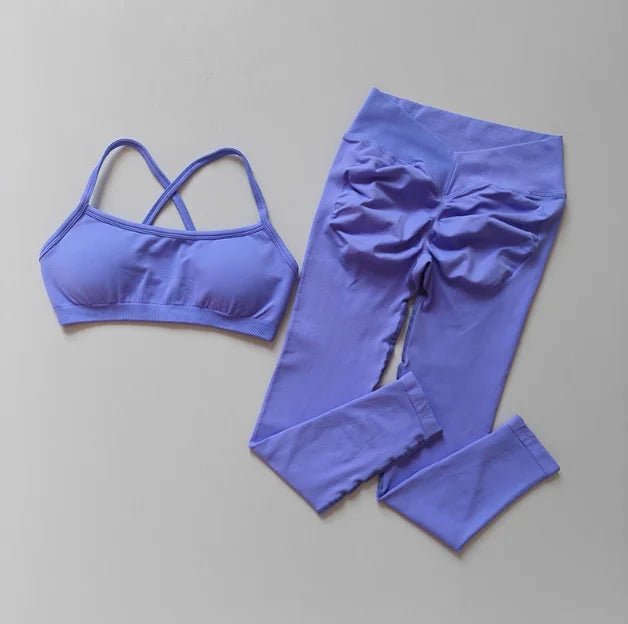 2 - Piece Workout Set for Women Quick - Dry Yoga Outfit Butt Lifting Leggings with Sports Bra Fitness Suit - Baddielike