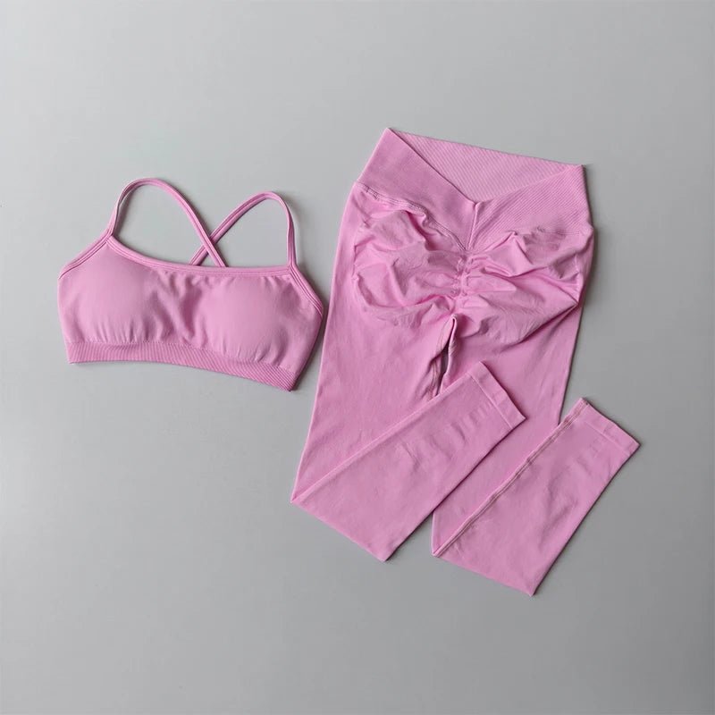 2 - Piece Workout Set for Women Quick - Dry Yoga Outfit Butt Lifting Leggings with Sports Bra Fitness Suit - Baddielike