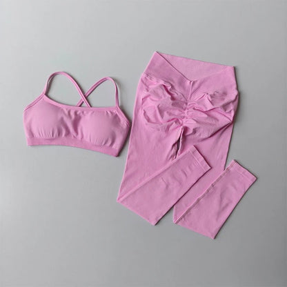 2 - Piece Workout Set for Women Quick - Dry Yoga Outfit Butt Lifting Leggings with Sports Bra Fitness Suit - Baddielike