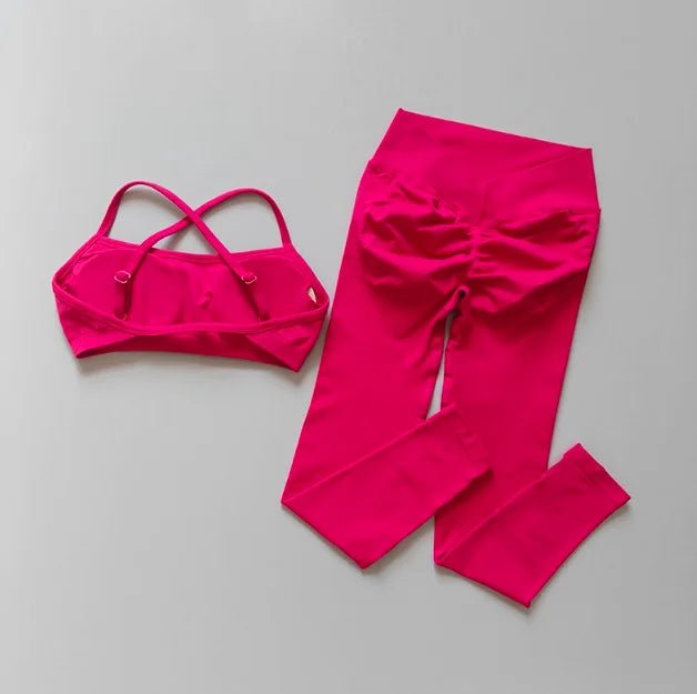 2 - Piece Workout Set for Women Quick - Dry Yoga Outfit Butt Lifting Leggings with Sports Bra Fitness Suit - Baddielike