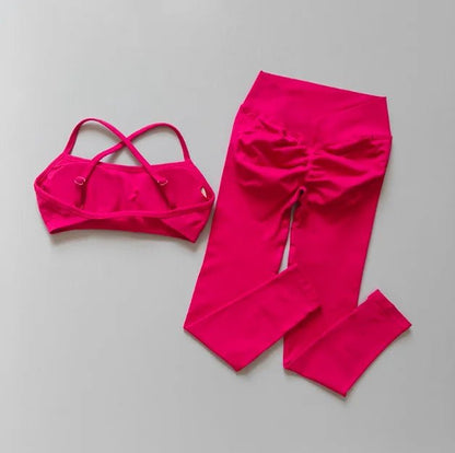 2 - Piece Workout Set for Women Quick - Dry Yoga Outfit Butt Lifting Leggings with Sports Bra Fitness Suit - Baddielike