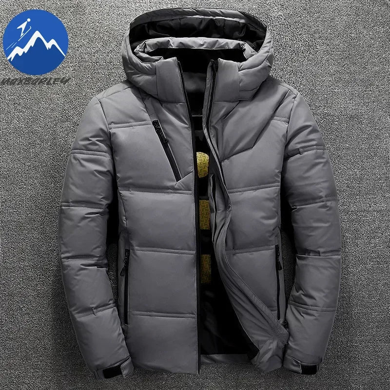  - 20 Degree Winter Parkas Men Down Jacket Male 90% White Duck Down Jacket Hooded Luxury Thick Warm Padded Snow Coat Oversized - Baddielike