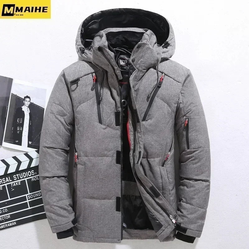  - 20 Degree Winter Parkas Men Down Jacket Male 90% White Duck Down Jacket Hooded Luxury Thick Warm Padded Snow Coat Oversized - Baddielike