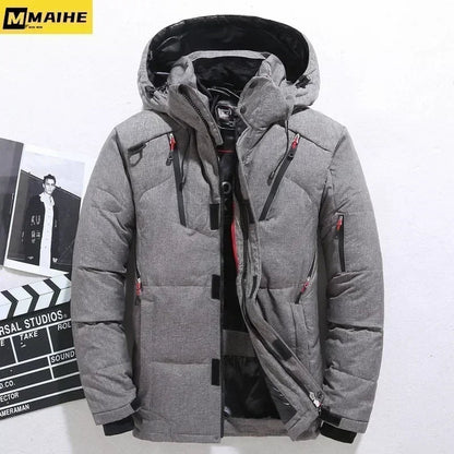  - 20 Degree Winter Parkas Men Down Jacket Male 90% White Duck Down Jacket Hooded Luxury Thick Warm Padded Snow Coat Oversized - Baddielike