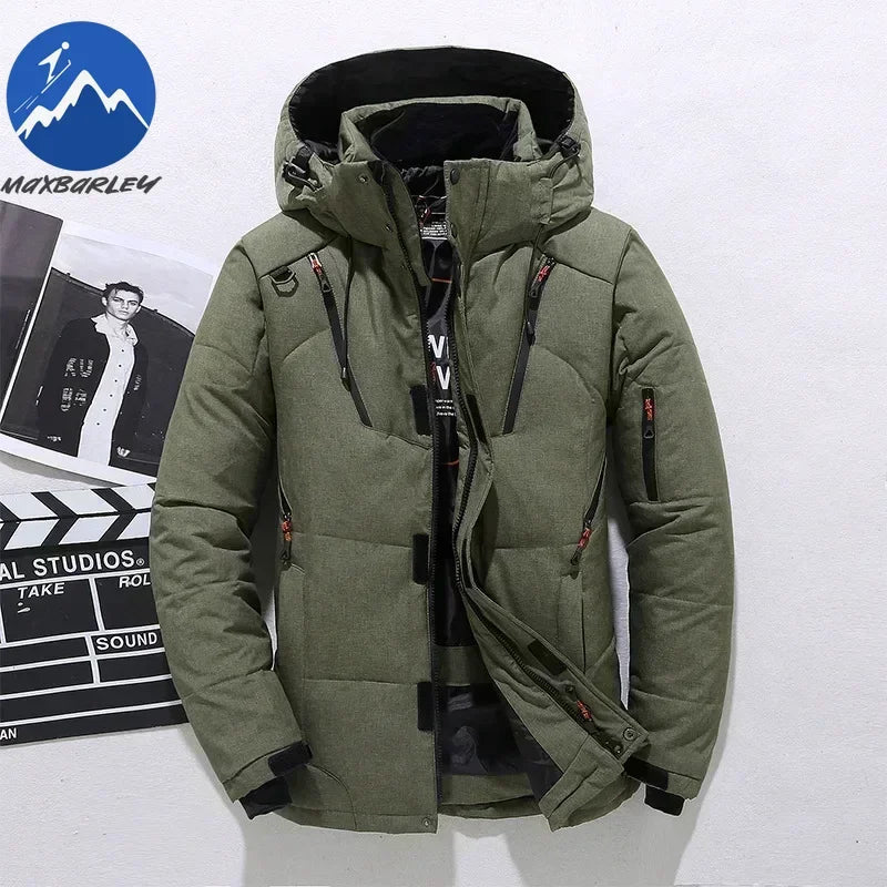  - 20 Degree Winter Parkas Men Down Jacket Male 90% White Duck Down Jacket Hooded Luxury Thick Warm Padded Snow Coat Oversized - Baddielike