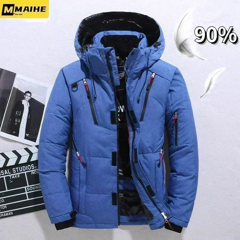  - 20 Degree Winter Parkas Men Down Jacket Male 90% White Duck Down Jacket Hooded Luxury Thick Warm Padded Snow Coat Oversized - Baddielike