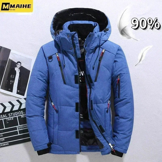  - 20 Degree Winter Parkas Men Down Jacket Male 90% White Duck Down Jacket Hooded Luxury Thick Warm Padded Snow Coat Oversized - Baddielike