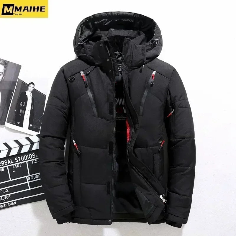  - 20 Degree Winter Parkas Men Down Jacket Male 90% White Duck Down Jacket Hooded Luxury Thick Warm Padded Snow Coat Oversized - Baddielike
