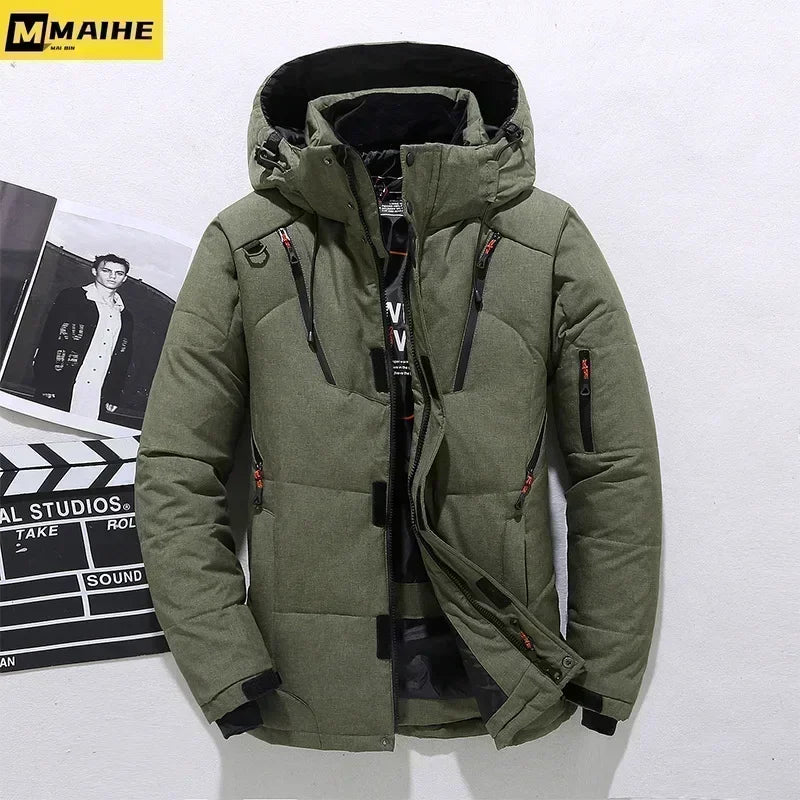  - 20 Degree Winter Parkas Men Down Jacket Male 90% White Duck Down Jacket Hooded Luxury Thick Warm Padded Snow Coat Oversized - Baddielike