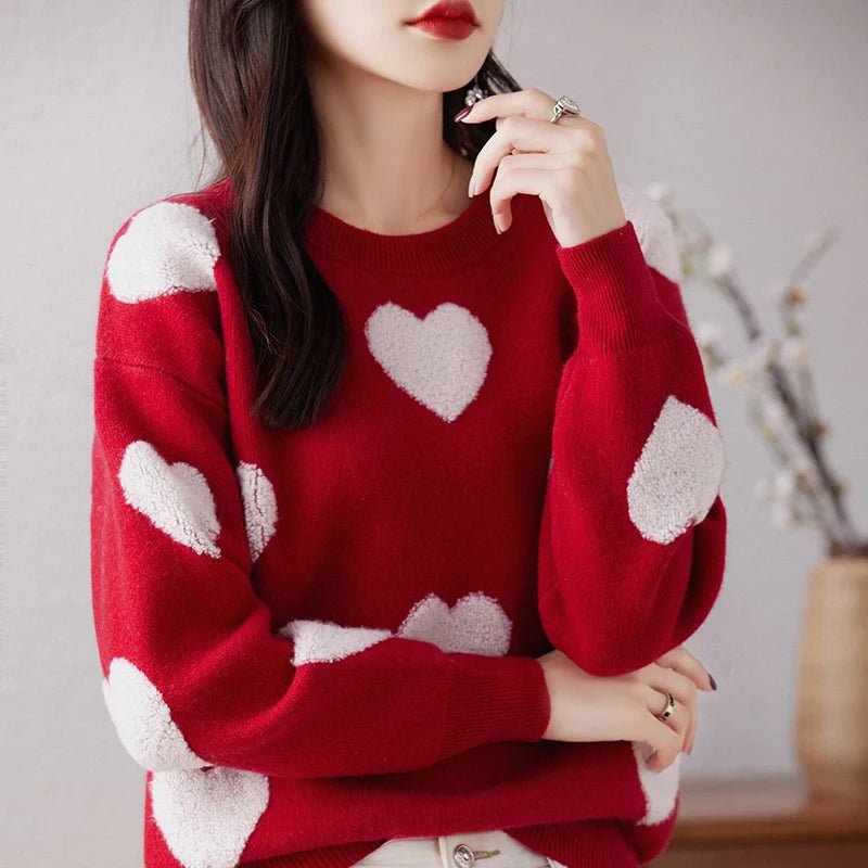 2026 Autumn and Winter New Women's Sweater 100% Wool Cashmere Sweater O - Neck Knitted Pullover Korean Fashion Soft Women's Top - Baddielike