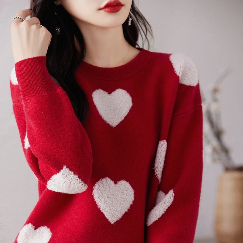 2026 Autumn and Winter New Women's Sweater 100% Wool Cashmere Sweater O - Neck Knitted Pullover Korean Fashion Soft Women's Top - Baddielike