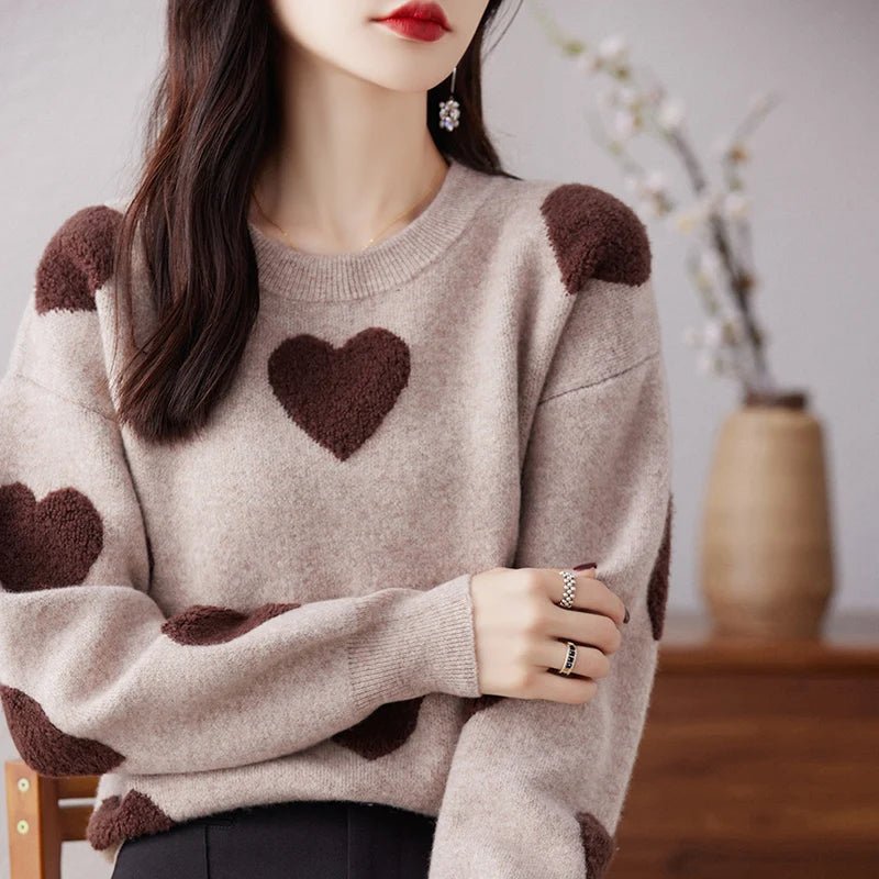 2026 Autumn and Winter New Women's Sweater 100% Wool Cashmere Sweater O - Neck Knitted Pullover Korean Fashion Soft Women's Top - Baddielike