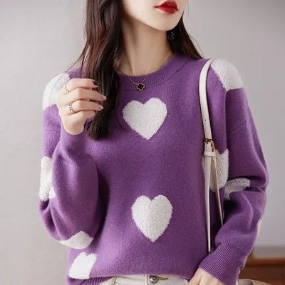 2026 Autumn and Winter New Women's Sweater 100% Wool Cashmere Sweater O - Neck Knitted Pullover Korean Fashion Soft Women's Top - Baddielike