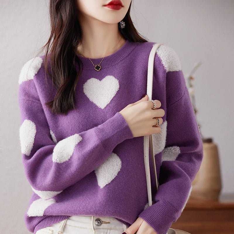 2026 Autumn and Winter New Women's Sweater 100% Wool Cashmere Sweater O - Neck Knitted Pullover Korean Fashion Soft Women's Top - Baddielike