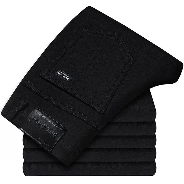 2026 Straight Regular Blue Stretch Denim Trousers Spring Autumn Men Classic Jeans Business Fashion Men's Smart Jeans - Baddielike